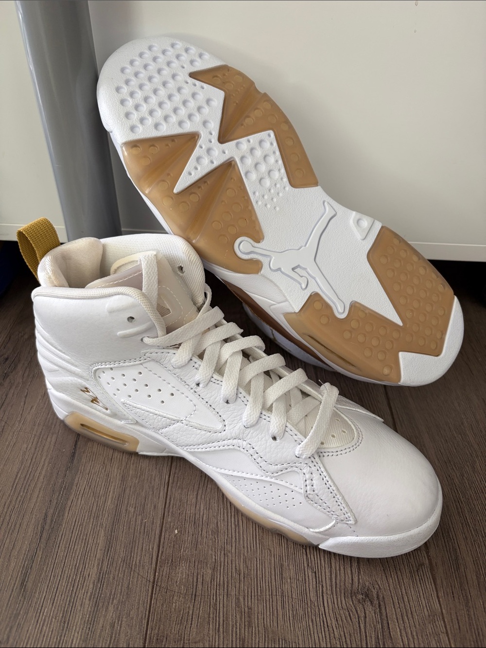 NEW Jordan MVP High-Top Sneakers - White & Gold. Women’s size 9.5 Men’s 8